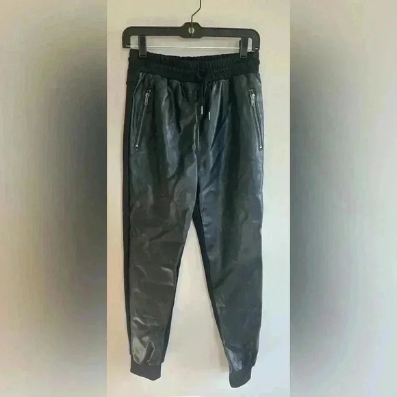 STEVE MADDEN PANTS WOMEN Small BLACK MARIA JOGGER FAUX-LEATHER HIGH-WAIST SKINNY - Picture 3 of 8